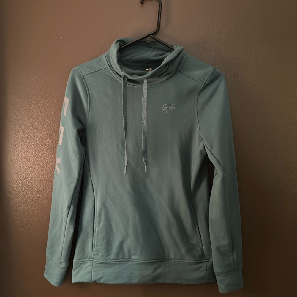 Fox Sweatshirt Womens Sz X-Small Dark Teal Scoop Neck Pullover Comfort Cozy